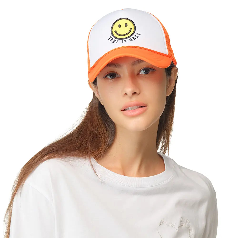 C.C Take It Easy Smiley Face Trucker Hat