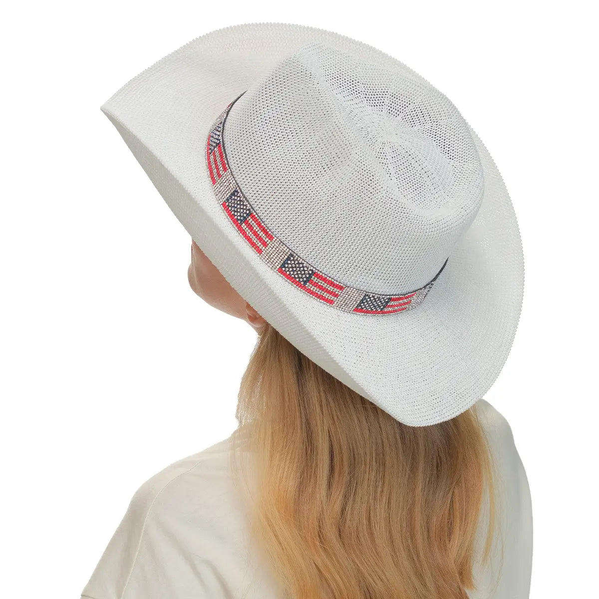C.C USA Flag Rhinestone Band Cowboy Hat – Patriotic Sparkle Western Hat