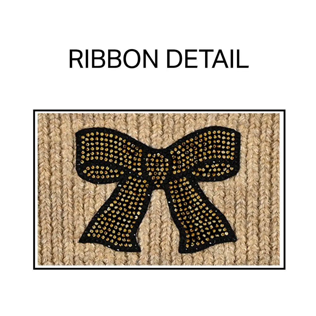 C.C Rhinestone Ribbon Recycled Cuff Beanie