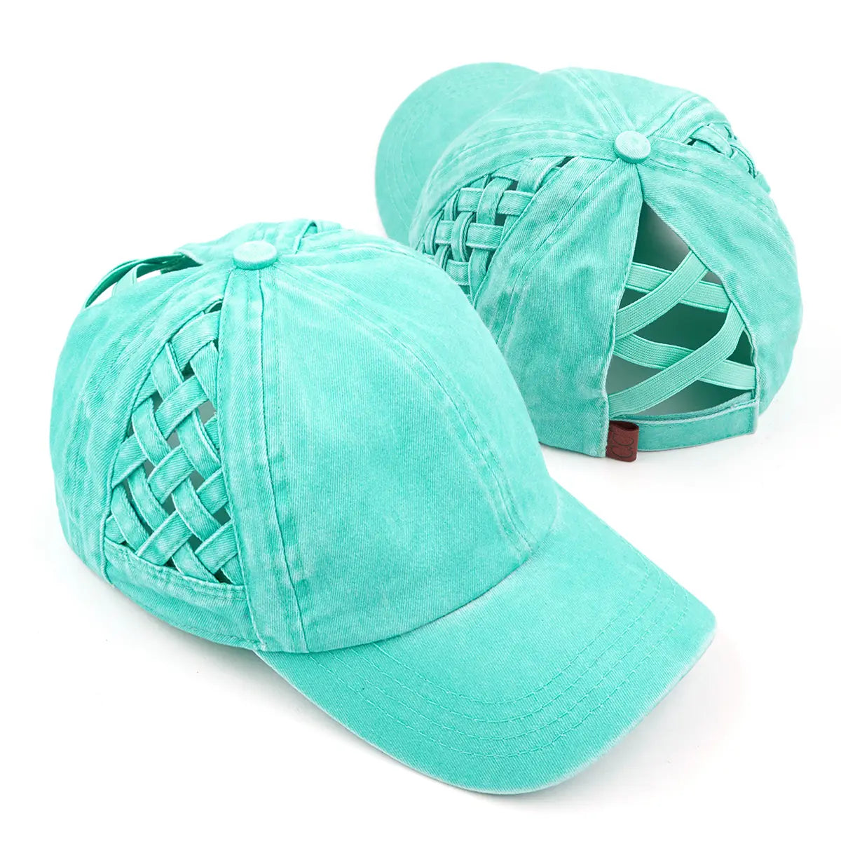 C.C Basket Weave Criss-Cross Ponytail Hat