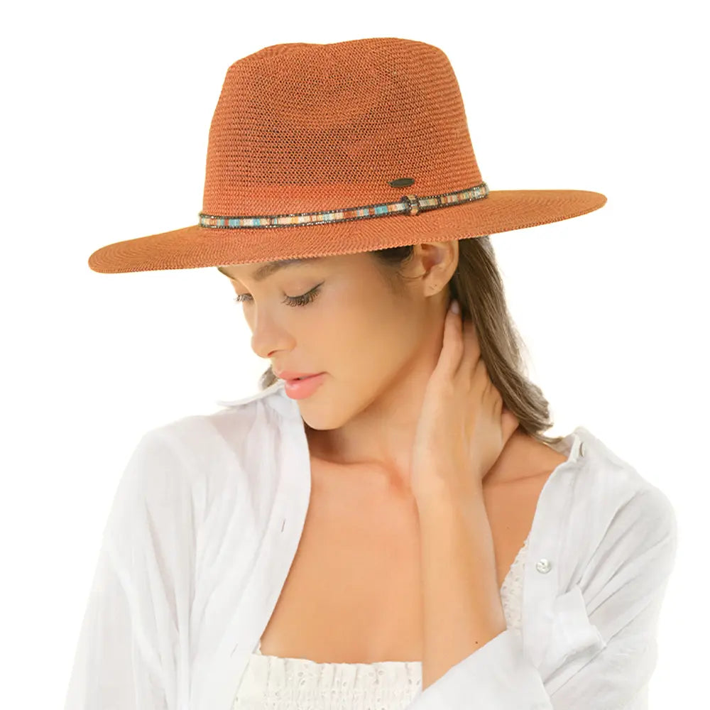 C.C Thread & Rhinestone Band Panama Hat
