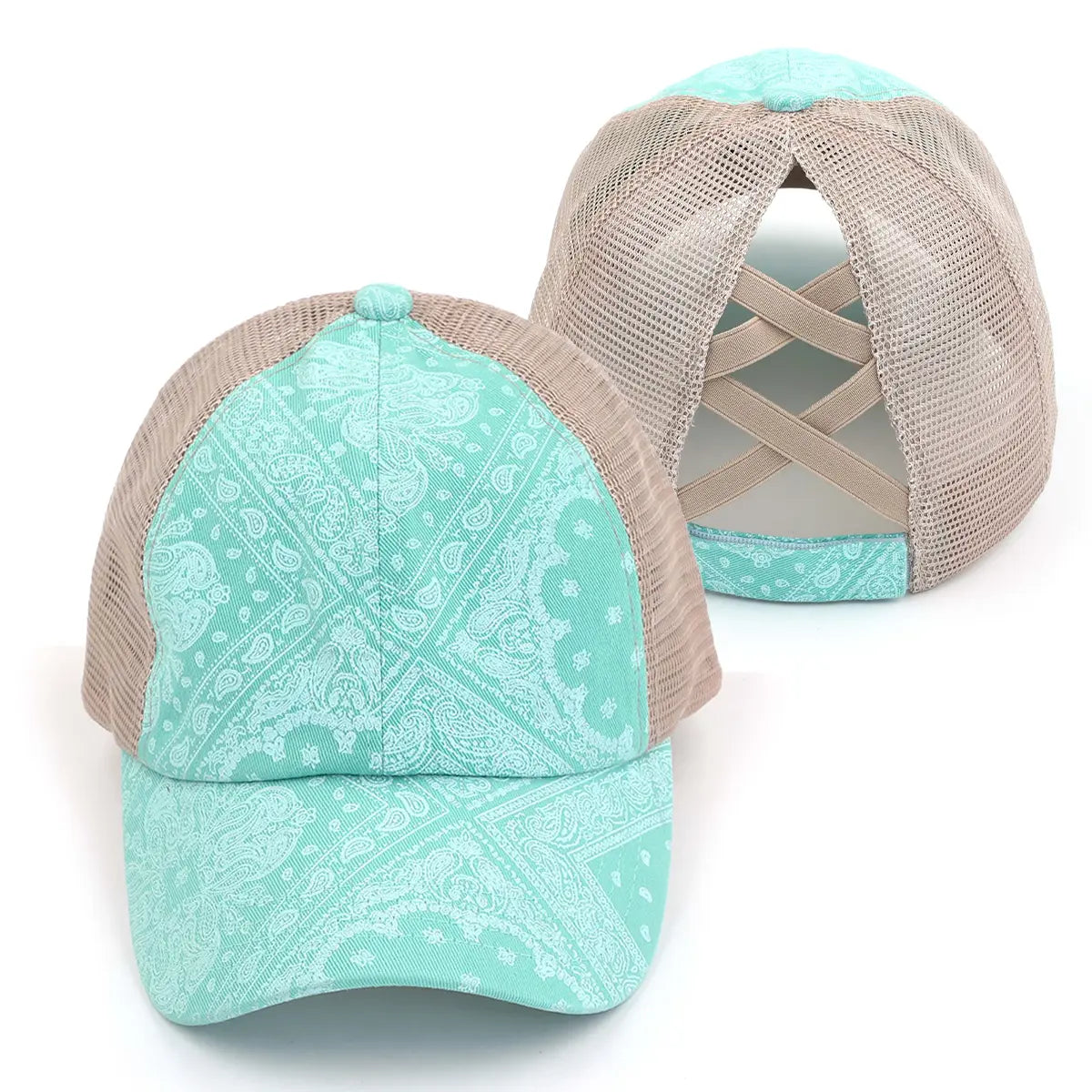 C.C Paisley Criss-Cross Ponytail Baseball Cap