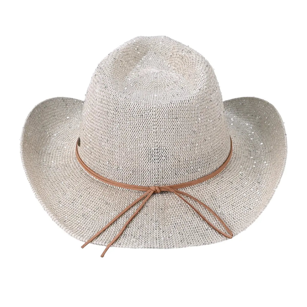 C.C Sequin Suede String Trim Cowboy Hat