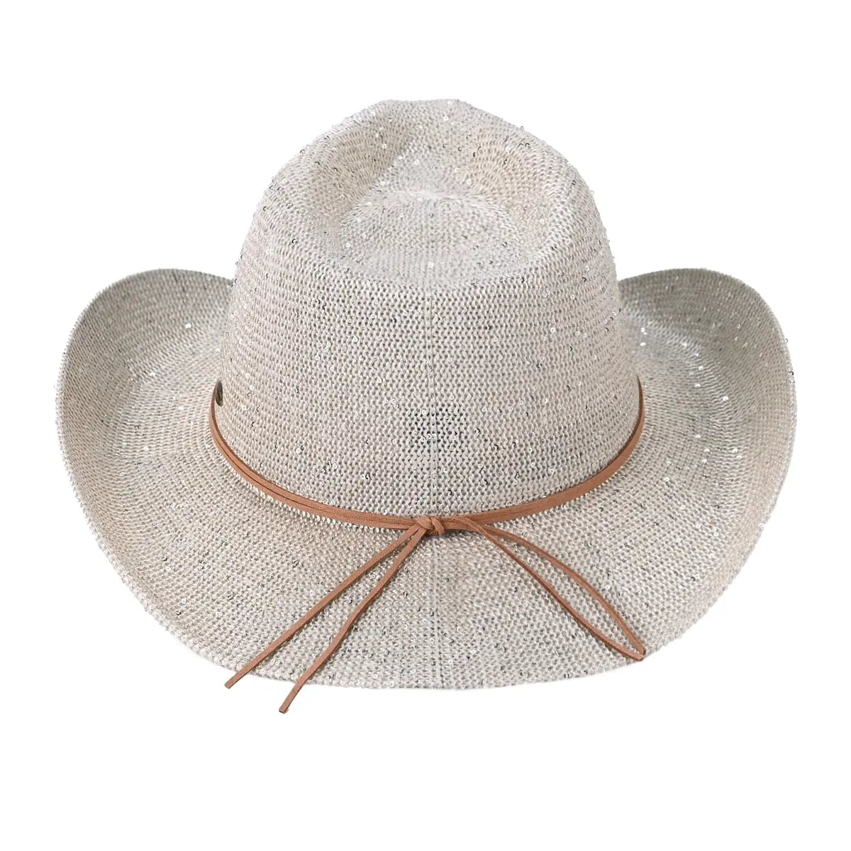 C.C Sequin Suede String Trim Cowboy Hat