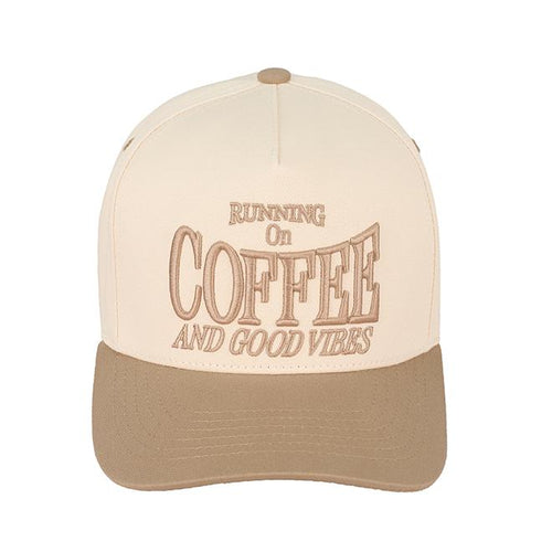 Coffee and Good Vibes Embroidered Trucker Hat for Men and Women