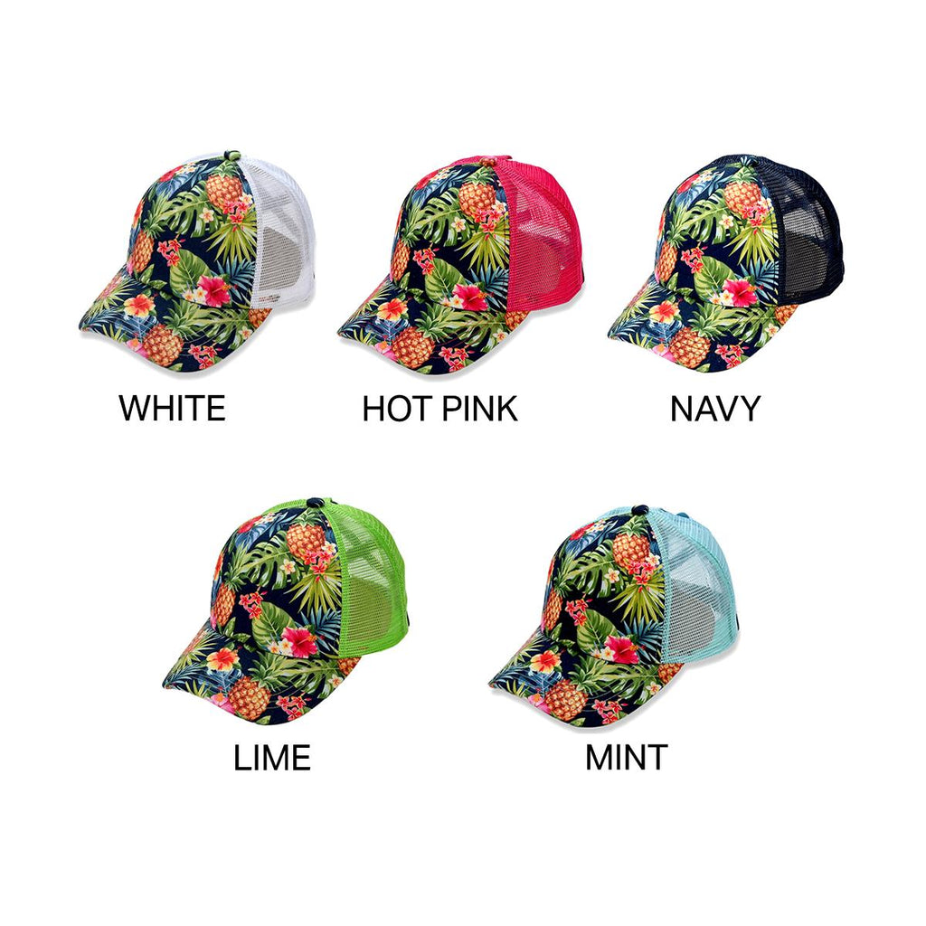 Tropical Print Criss-Cross Trucker Cap for Women dad  hat