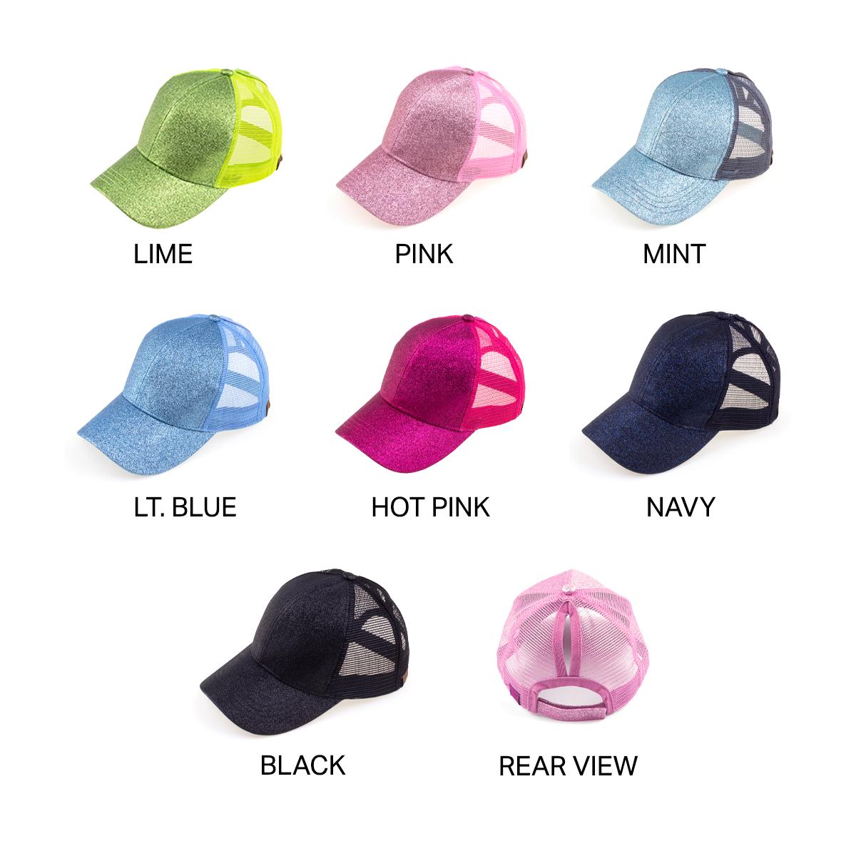 Mommy & Me Glitter Trucker Ponytail Cap Bundle dad  hat