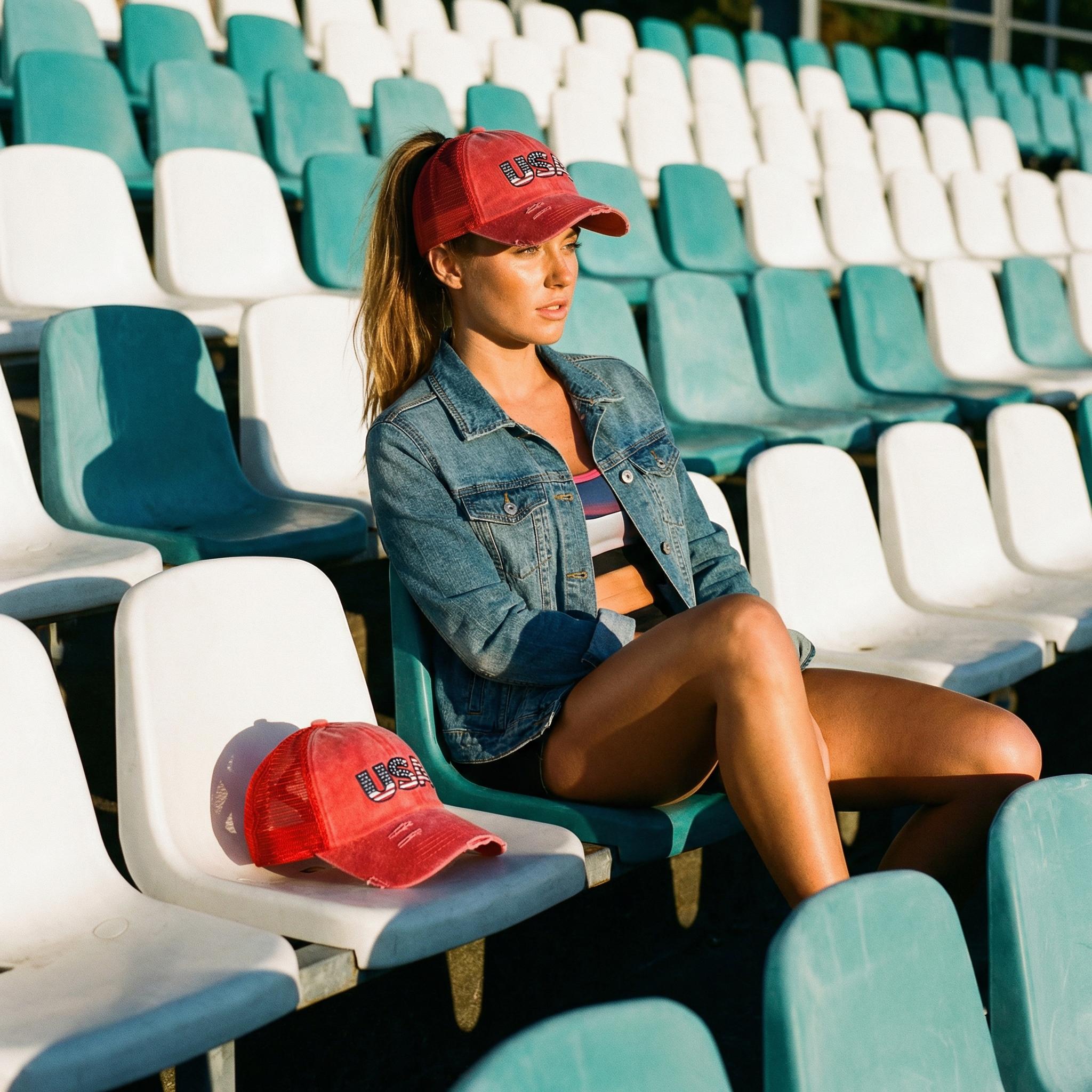 Vintage America 250 Patriotic Ponytail Baseball Cap