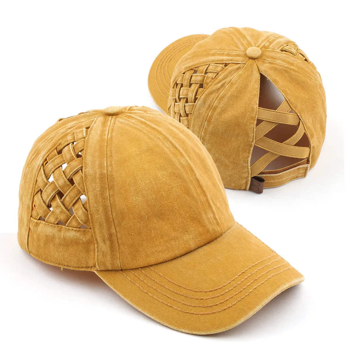 C.C Basket Weave Criss-Cross Ponytail Hat