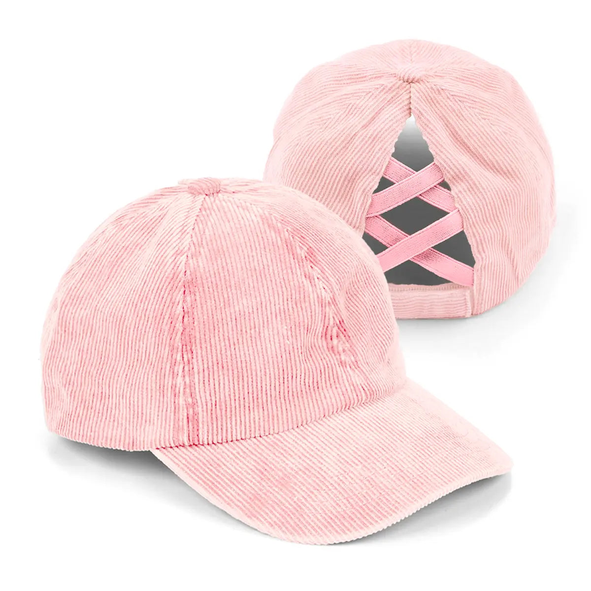 C.C Stonewashed Corduroy Criss-Cross Ponytail Baseball Cap