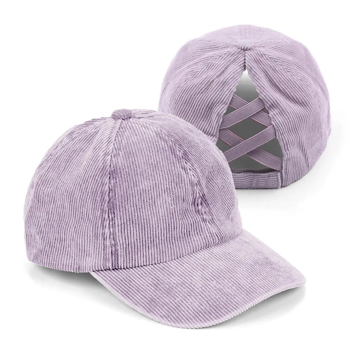 C.C Stonewashed Corduroy Criss-Cross Ponytail Baseball Cap
