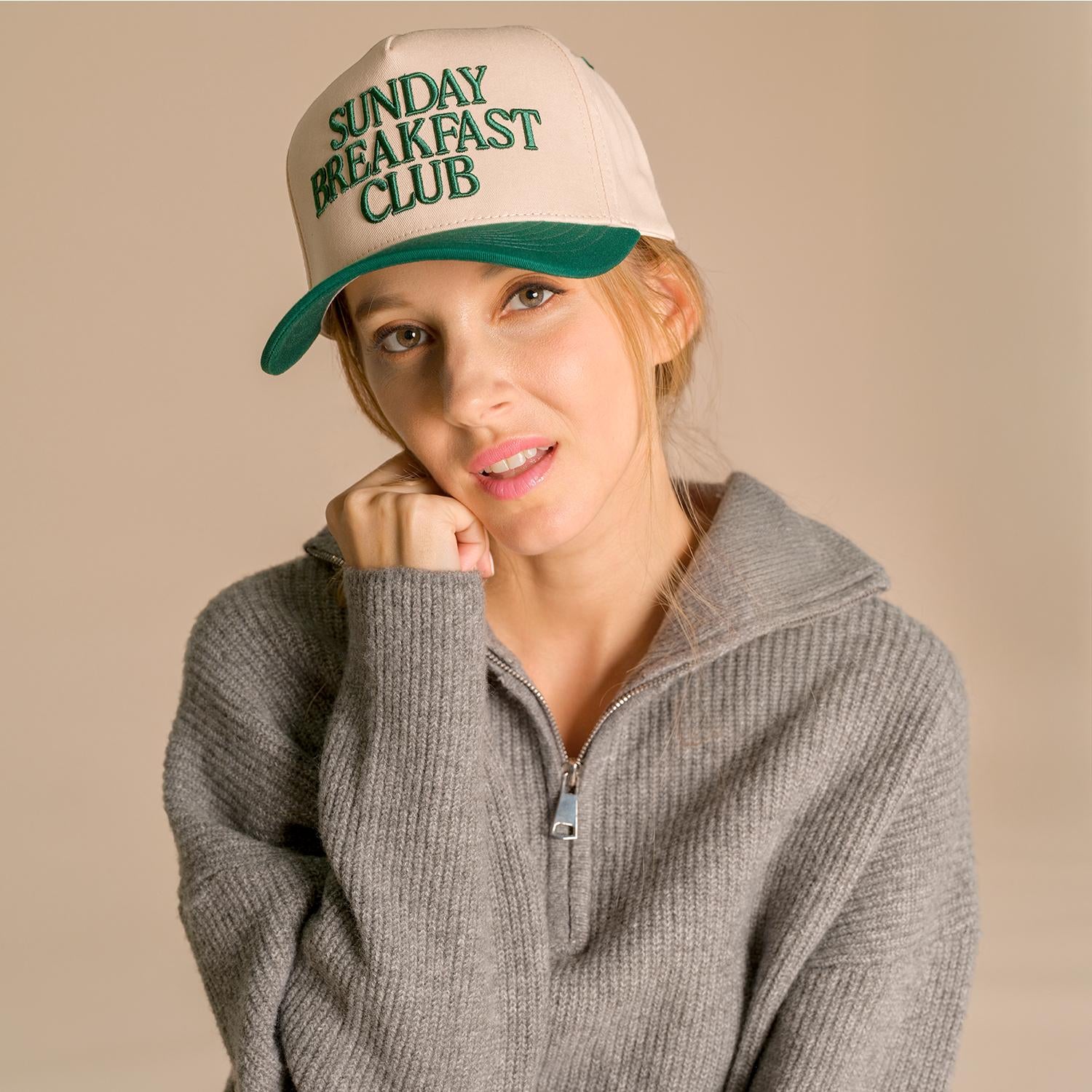 Sunday Breakfast Club Embroidered Trucker Hat for Men and Women