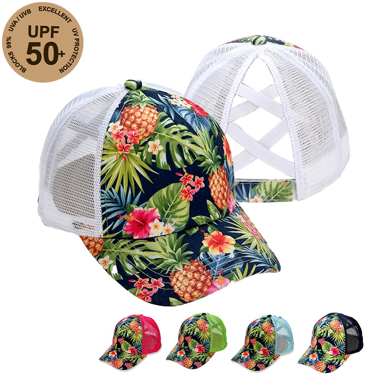 Tropical Print Criss-Cross Trucker Cap for Women dad  hat