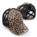 Distressed Criss-Cross Ponytail Cap