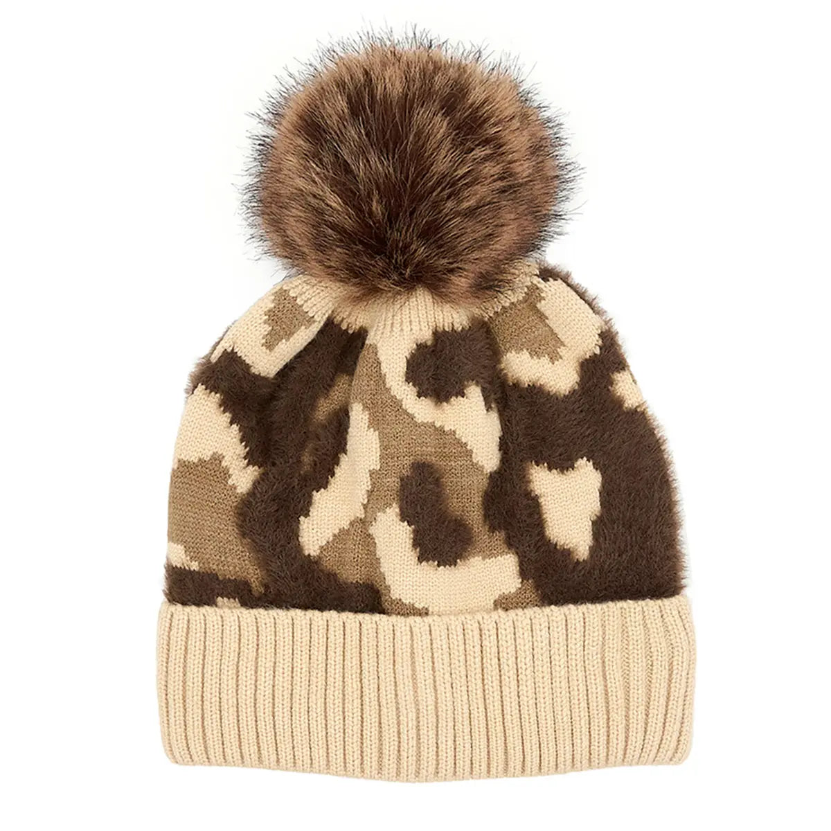C.C Abstract Camo Pom Cuff Beanie