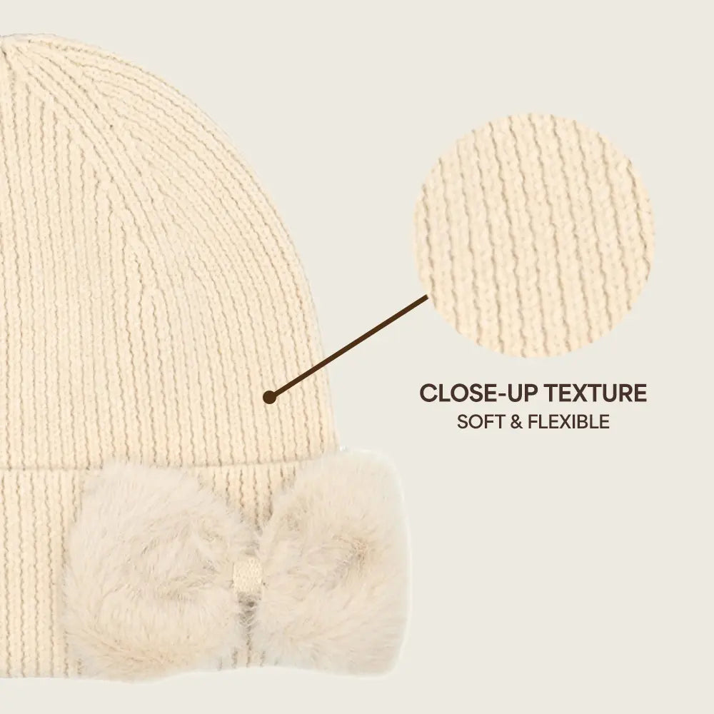 C.C Faux Fur Ribbon Cuff Beanie