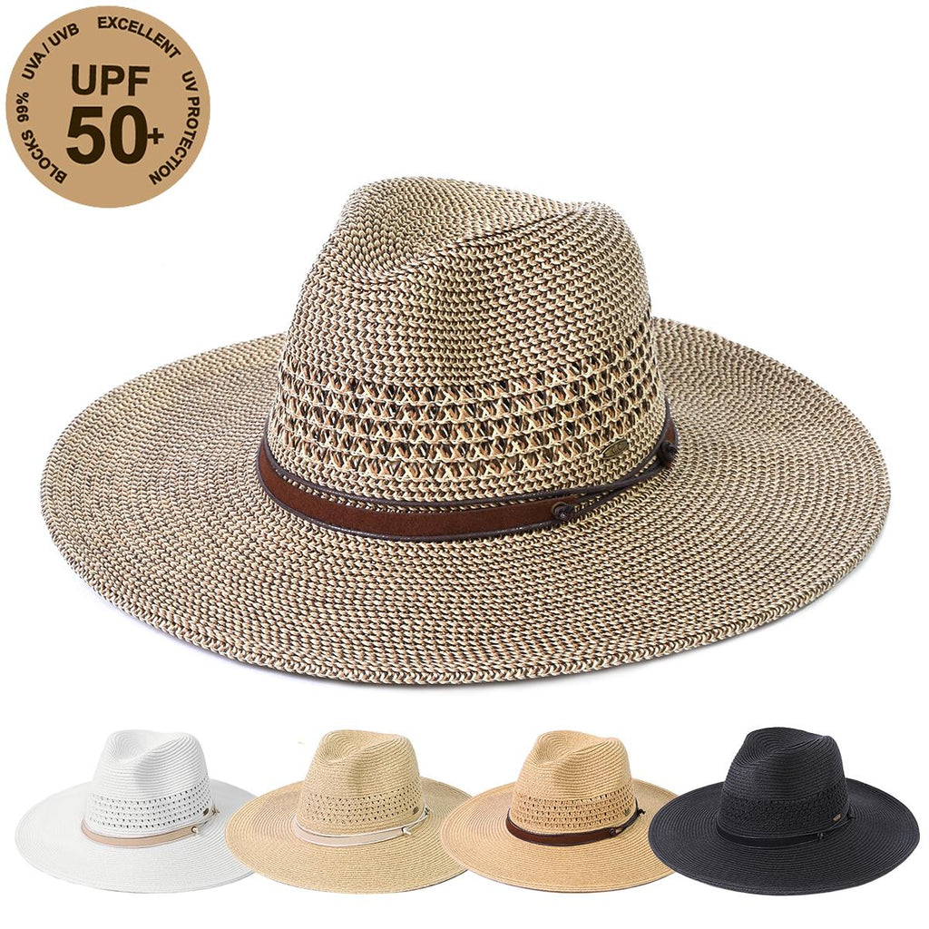 C.C Braid Paper Panama Hat with Band Details for Women verified  bonafide fedora straw