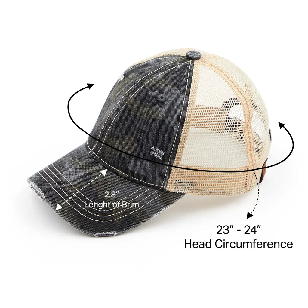 C.C Distressed Camo Baseball Hat