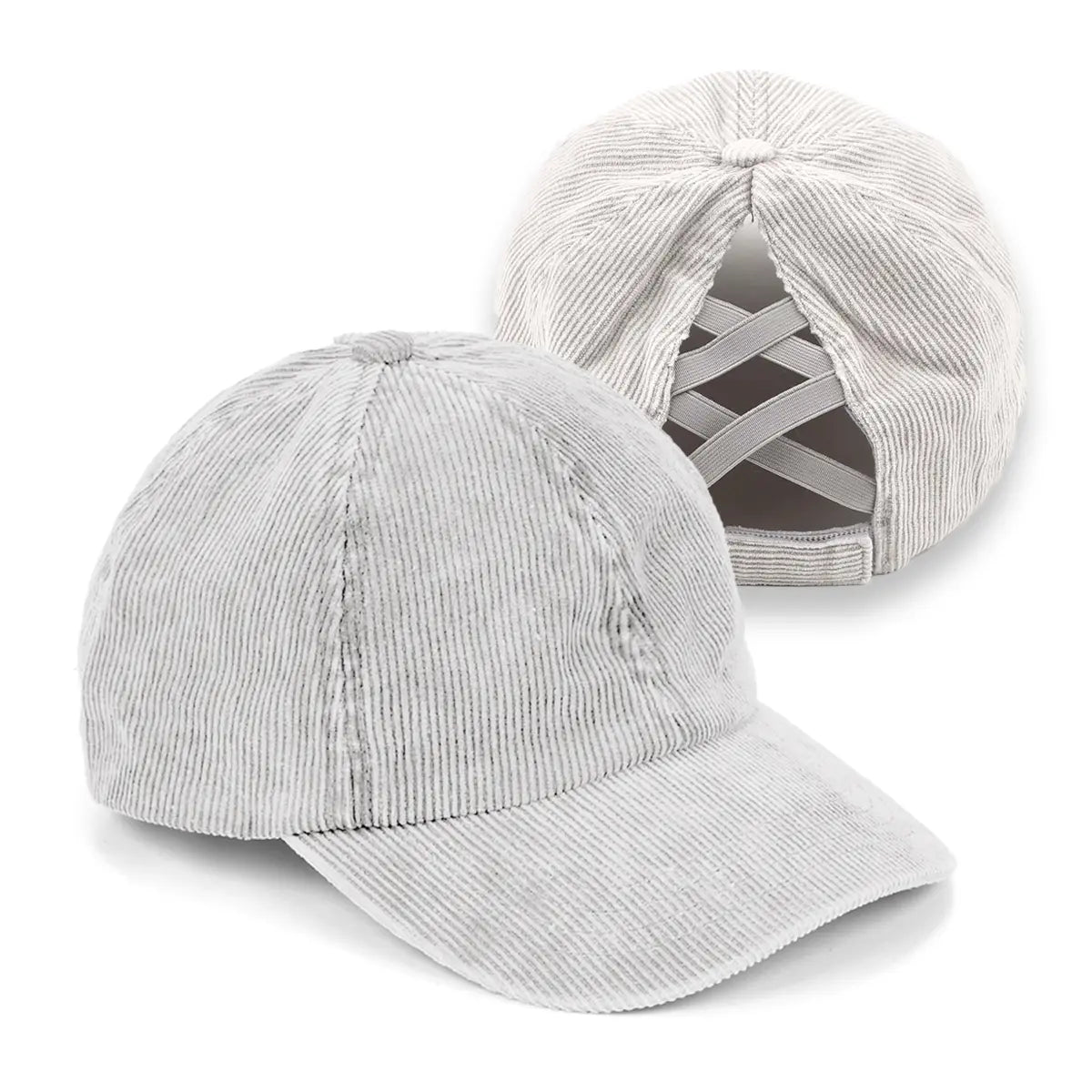 C.C Stonewashed Corduroy Criss-Cross Ponytail Baseball Cap