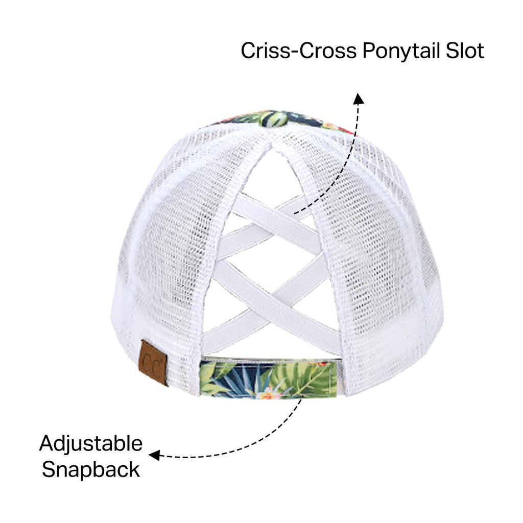Tropical Print Criss-Cross Trucker Cap for Women dad  hat