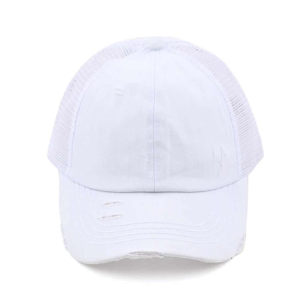 Mommy & Me Washed Cotton Twill Mesh Pony Cap with Criss-Cross Elastic Band Bundle