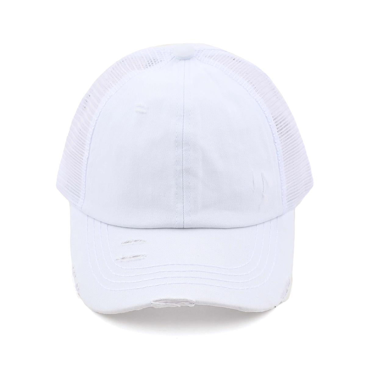 Mommy & Me Washed Cotton Twill Mesh Pony Cap with Criss-Cross Elastic Band Bundle