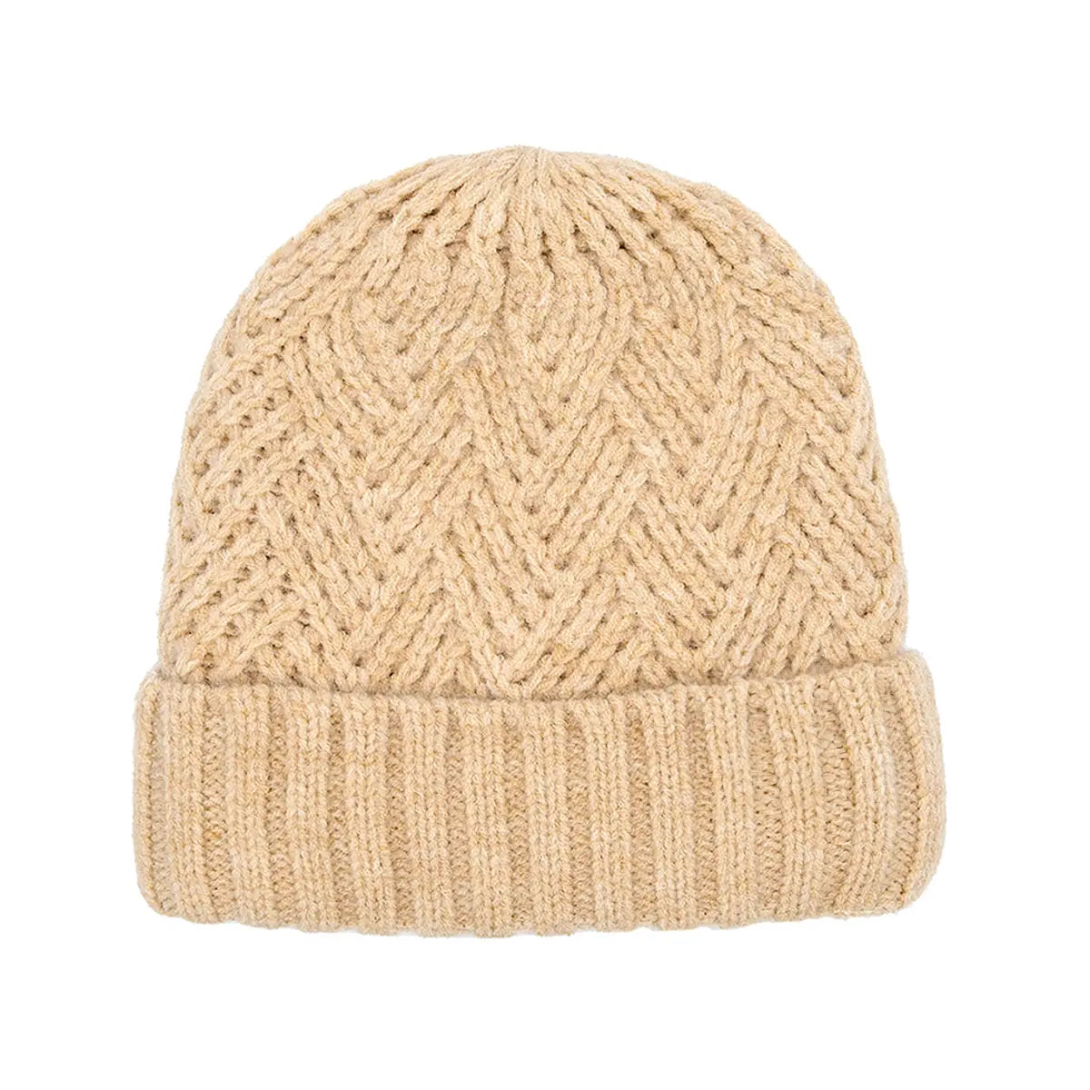 C.C Criss-Cross Pattern Striped Cuff Beanie
