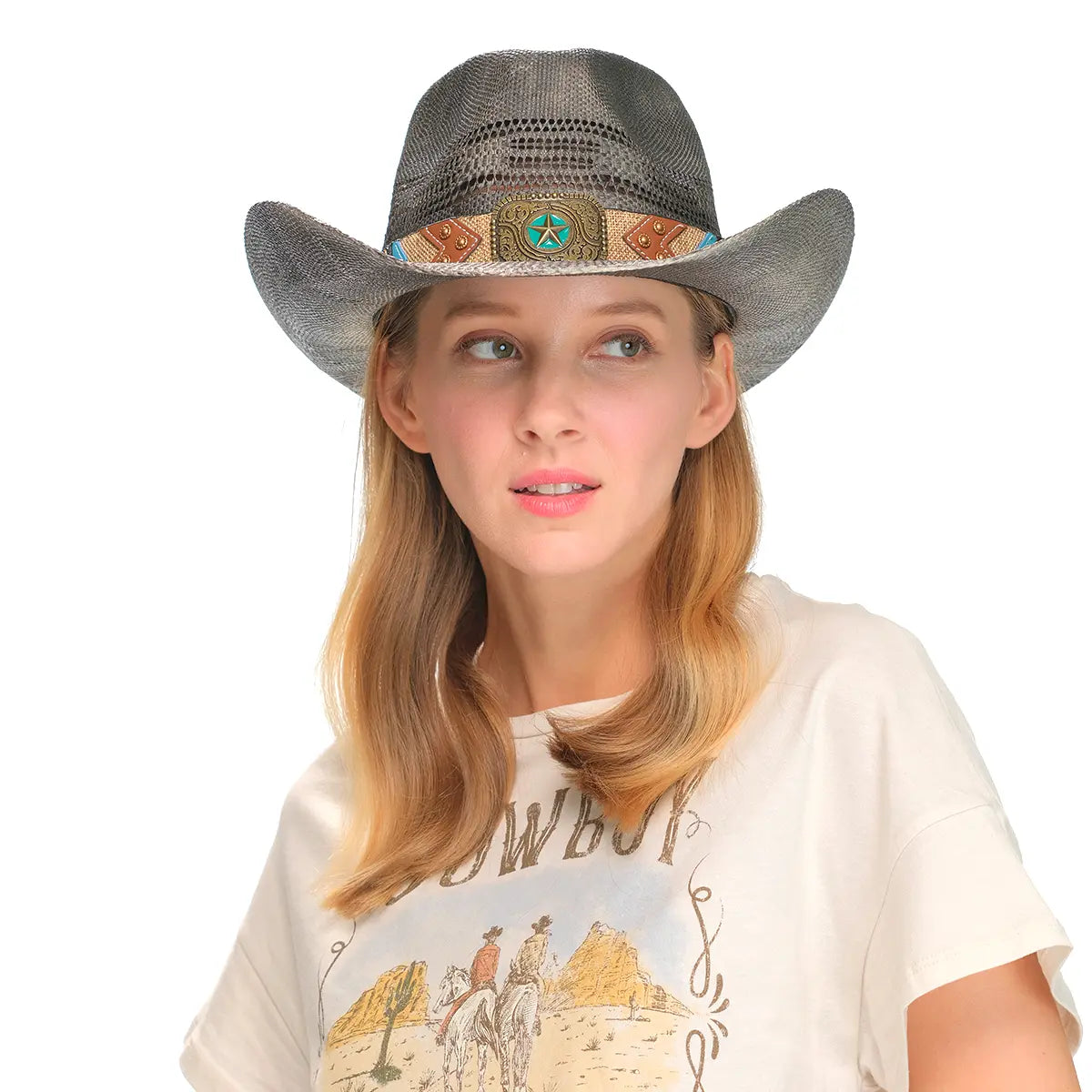 C.C Vegan Patch Band Vented Cowboy Hat – Boho Western Hat