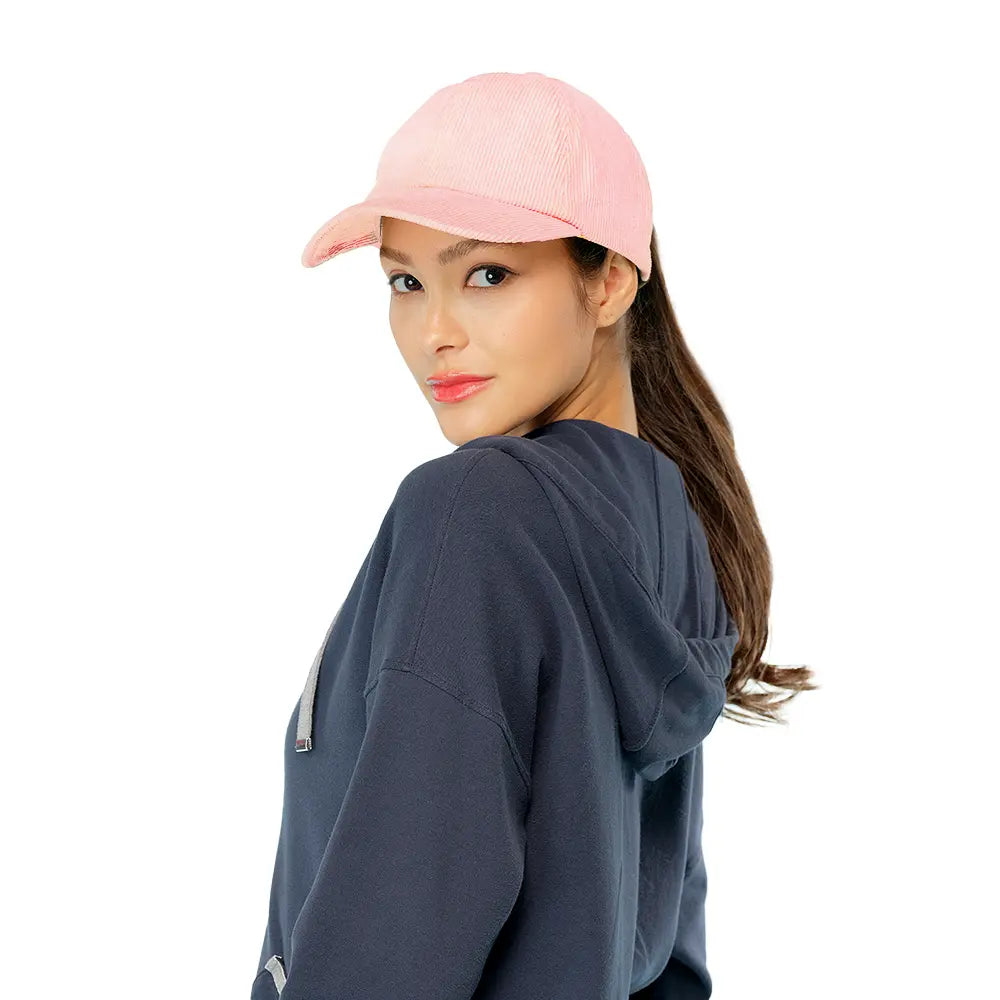 C.C Stonewashed Corduroy Criss-Cross Ponytail Baseball Cap