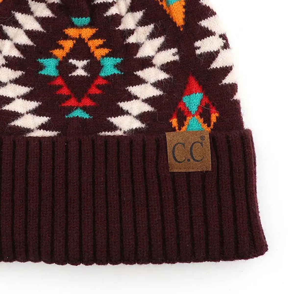 C.C Aztec Print Pom Beanie