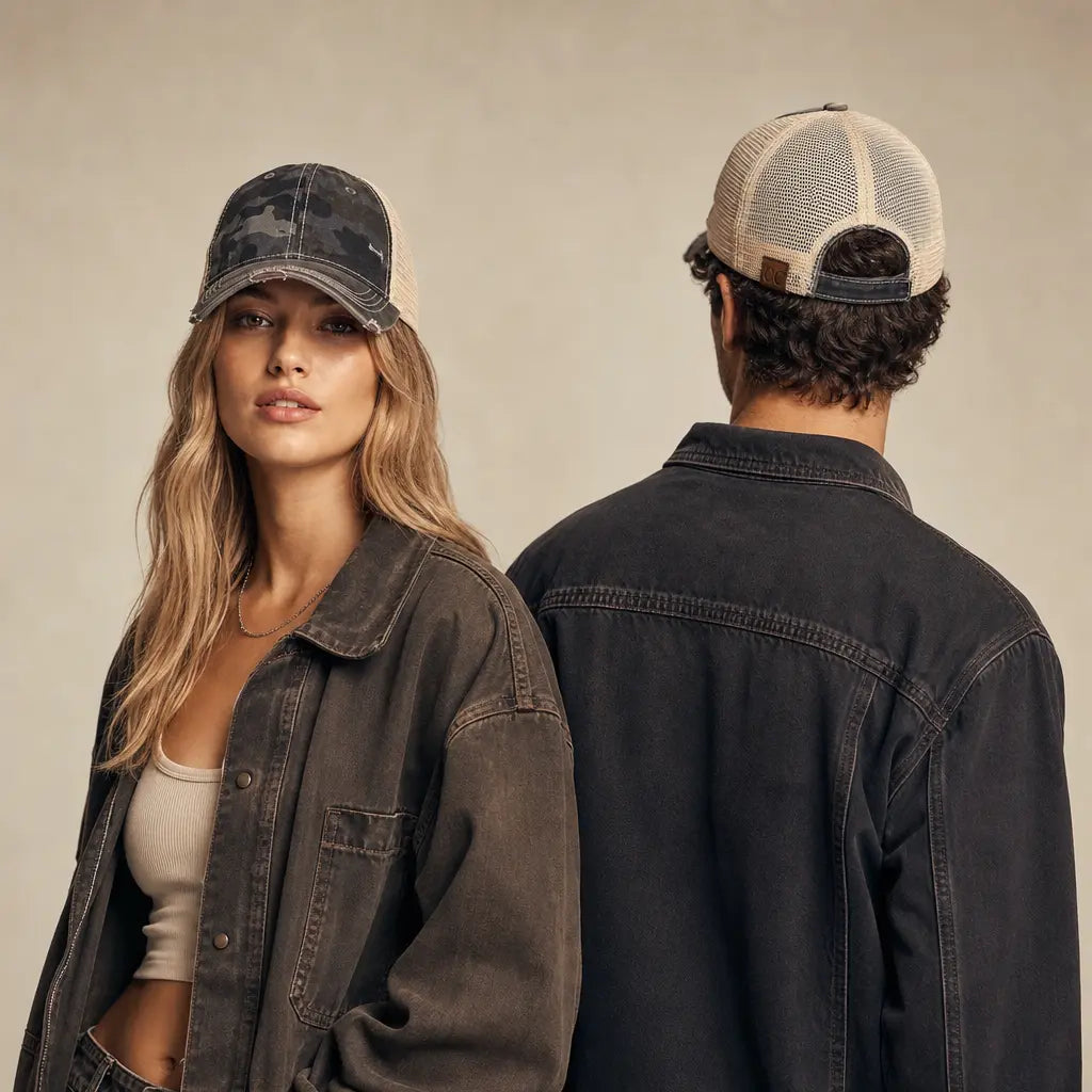 C.C Distressed Camo Baseball Hat
