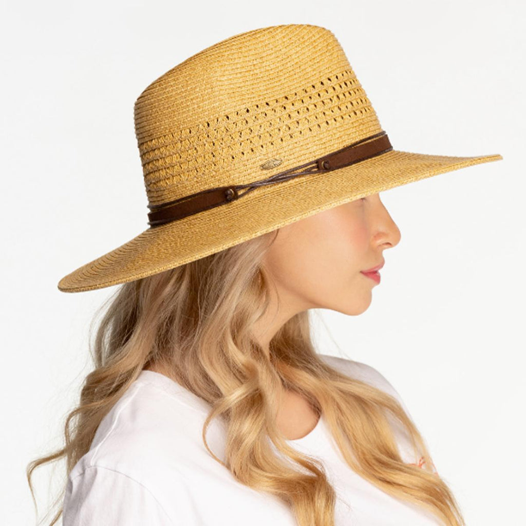 C.C Braid Paper Panama Hat with Band Details for Women verified  bonafide fedora straw