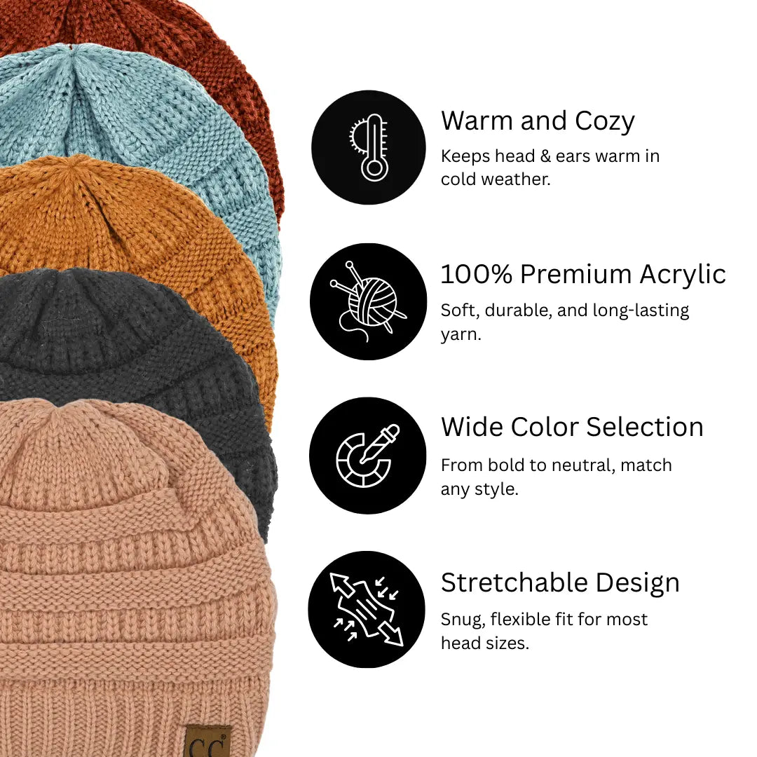 C.C Cable Knit Ribbed Beanie