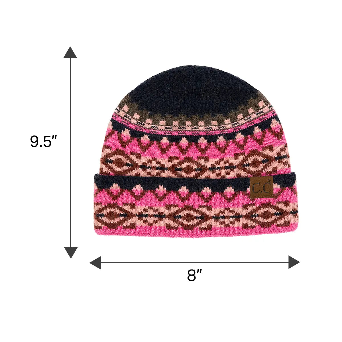 C.C Recycled Aztec Print Cuff Beanie