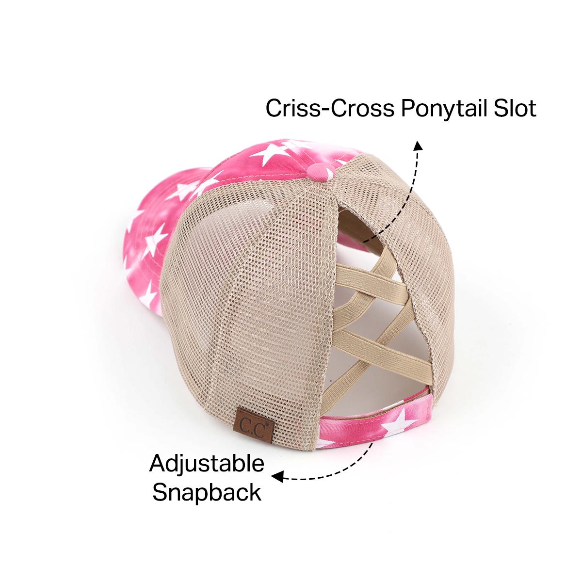Tie-Dye Stars Flag Patch Criss-Cross Ponytail Cap