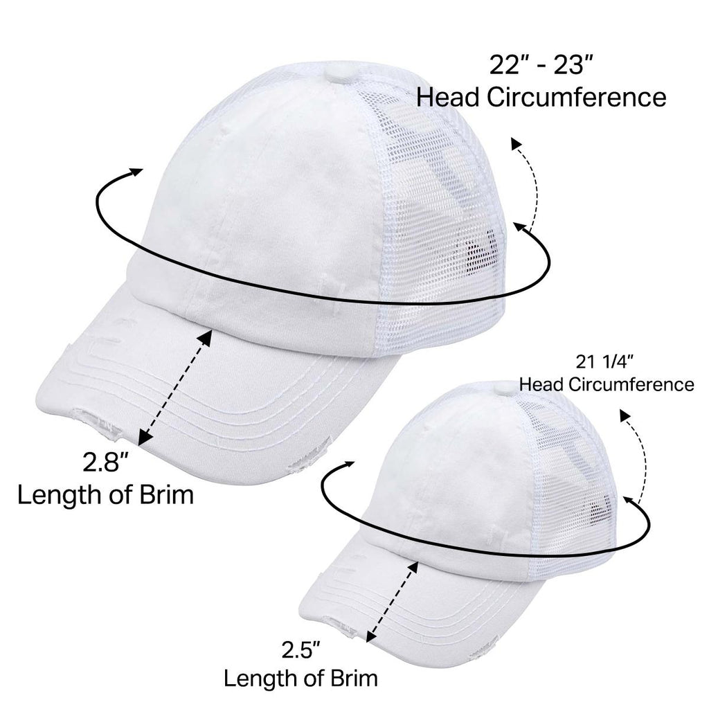 Mommy & Me Washed Cotton Twill Mesh Pony Cap with Criss-Cross Elastic Band Bundle