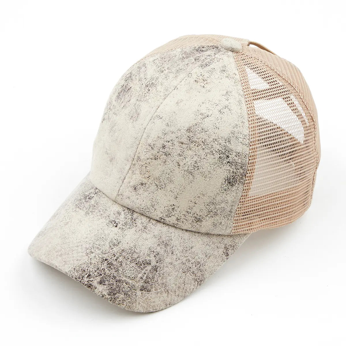 C.C Faux Leather Criss-Cross Ponytail Baseball Cap