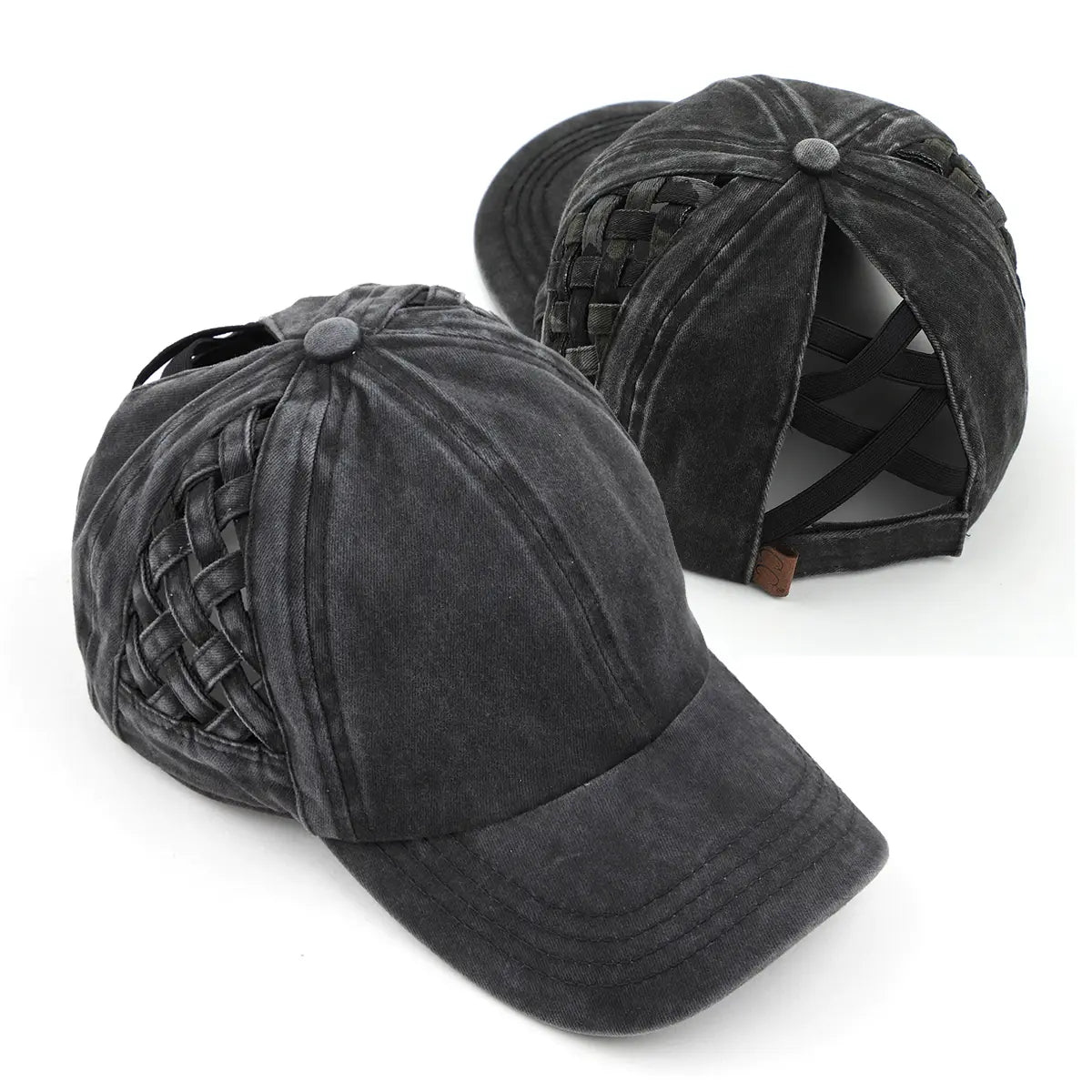 C.C Basket Weave Criss-Cross Ponytail Hat