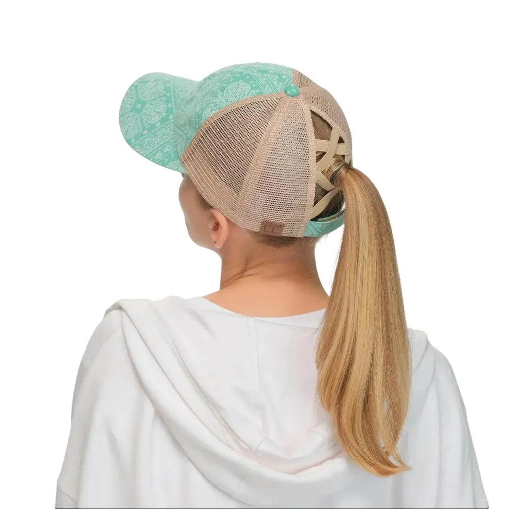 C.C Paisley Criss-Cross Ponytail Baseball Cap
