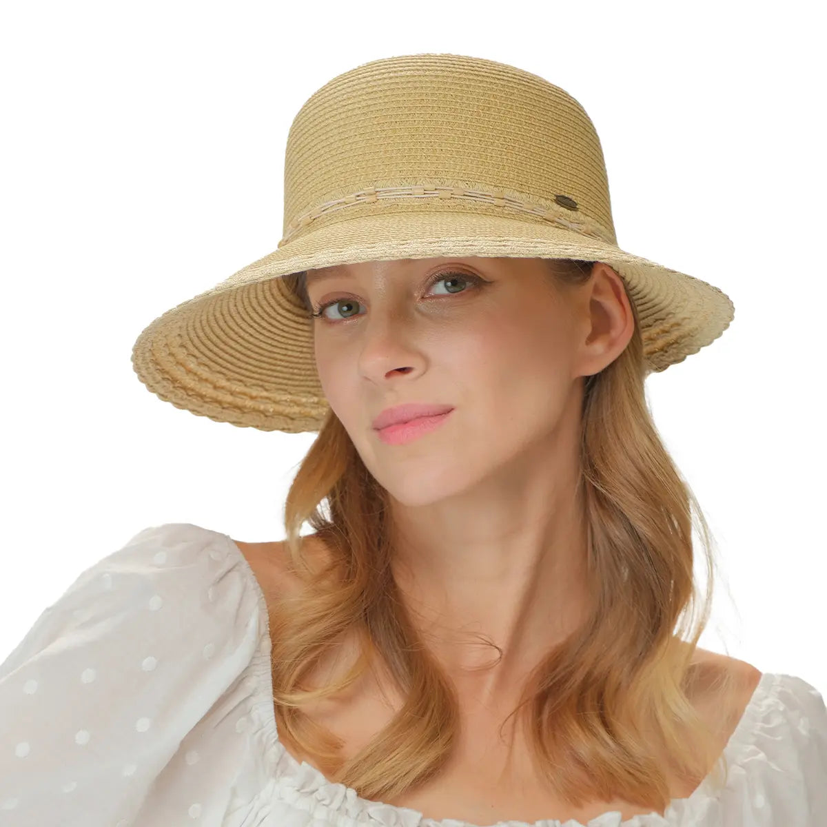 C.C Wood Embellishment String Band Cloche Hat