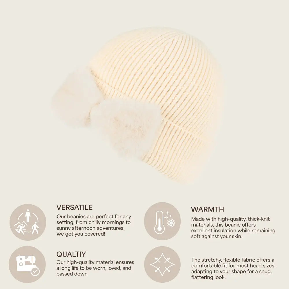C.C Faux Fur Ribbon Cuff Beanie