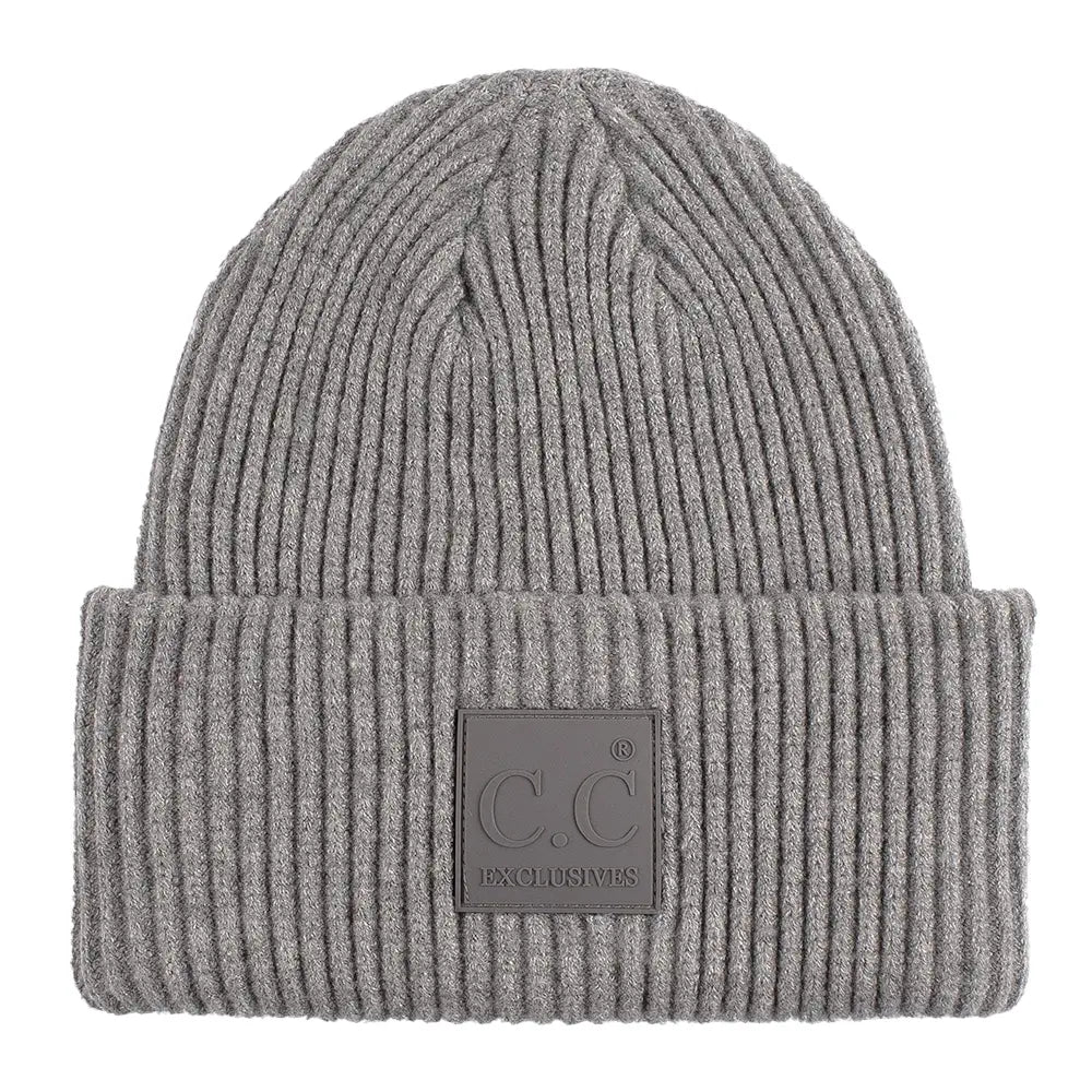 C.C Solid Ribbed Knit Cuff Beanie