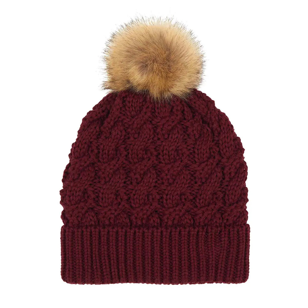 C.C Ribbed Knit Cuff Pom Beanie – Women's Fluffy Pom Winter Hat