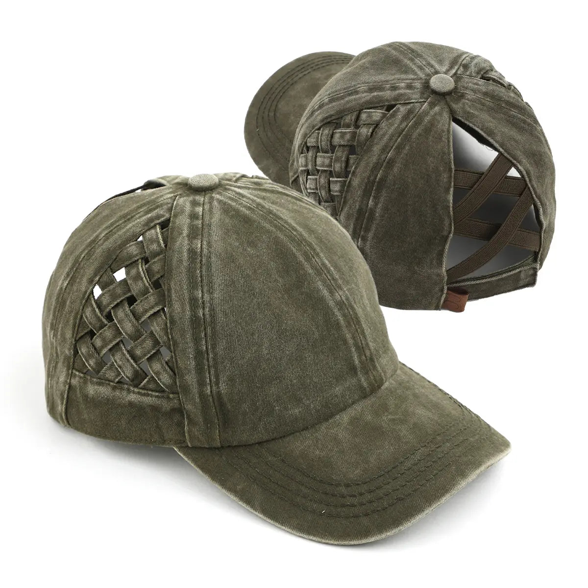 C.C Basket Weave Criss-Cross Ponytail Hat