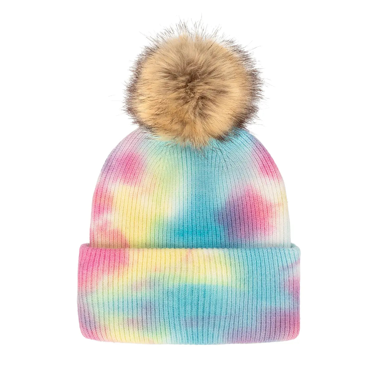 C.C Tie Dye Rubber Patch Pom Beanie