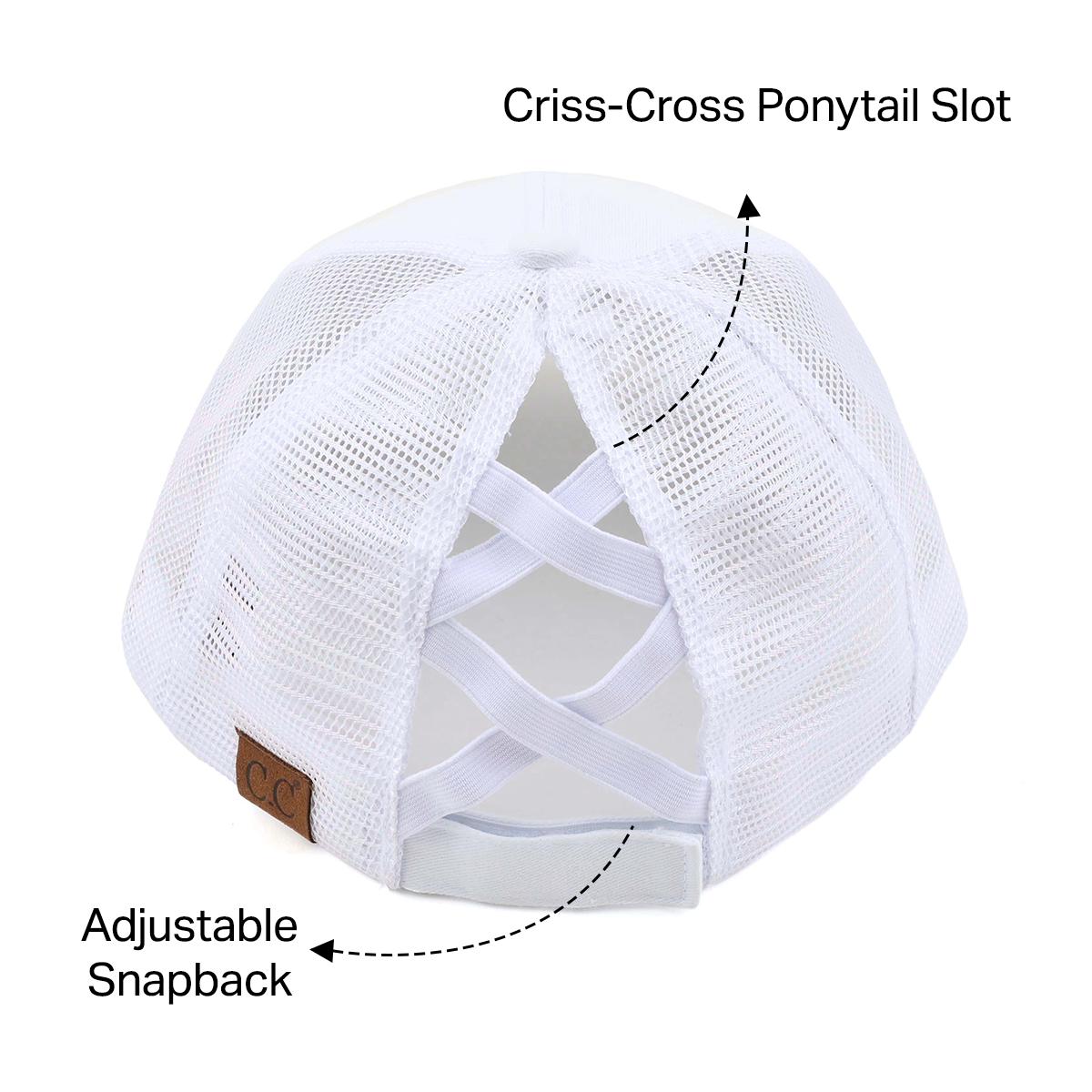 Mommy & Me Washed Cotton Twill Mesh Pony Cap with Criss-Cross Elastic Band Bundle