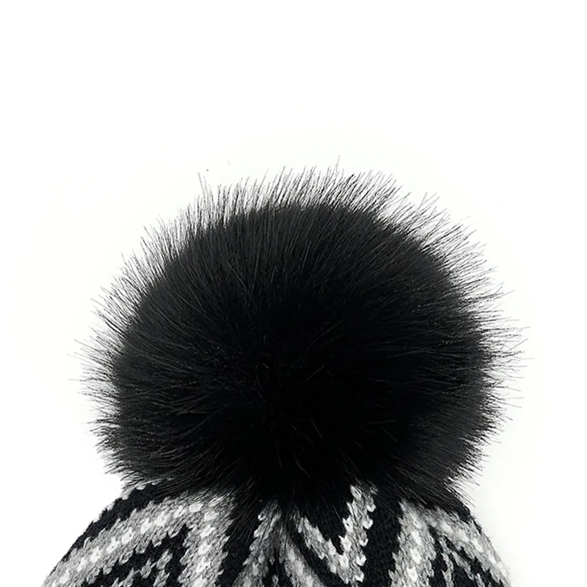 C.C Luxe Diamond Pattern Cuff Pom Beanie – Geometric Knit Hat