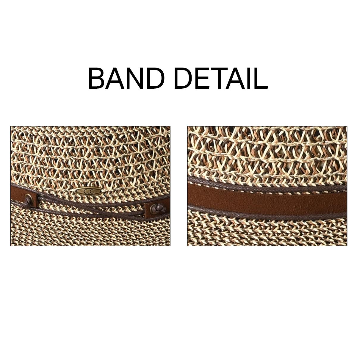 C.C Braid Paper Panama Hat with Band Details for Women verified  bonafide fedora straw