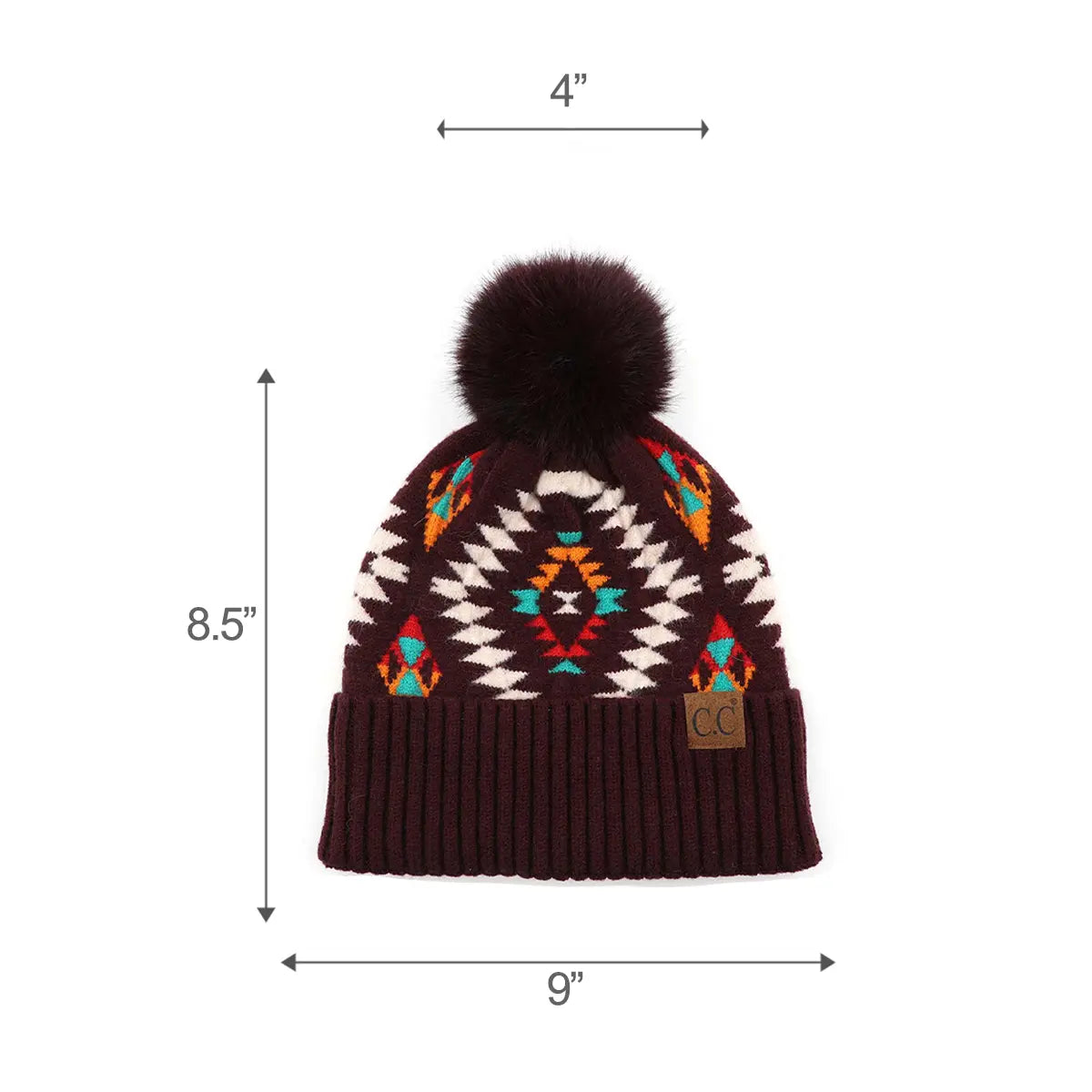 C.C Aztec Print Pom Beanie
