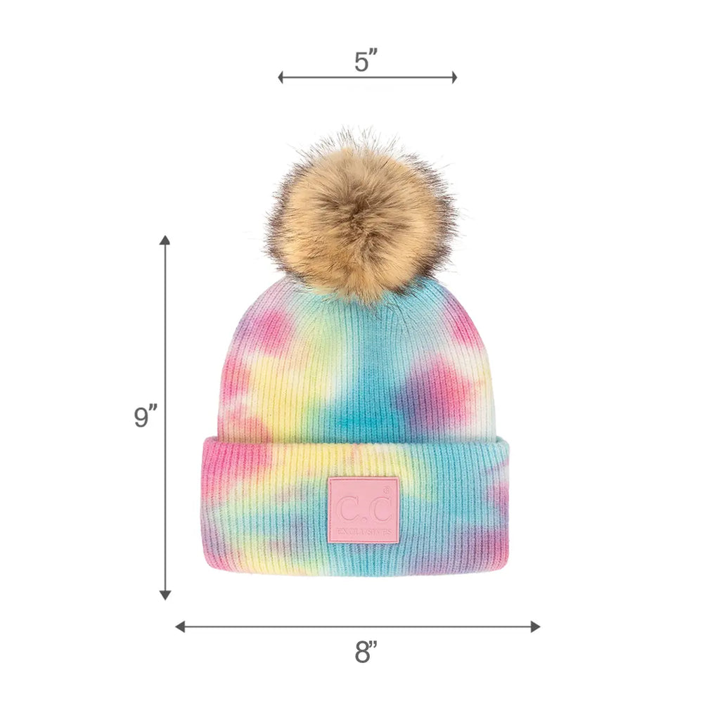 C.C Tie Dye Rubber Patch Pom Beanie